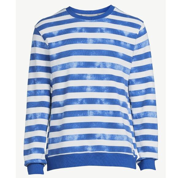 Free Assembly Stripe French Terry Sweatshirt Vintage Wash Blue Men's Medium - Picture 1 of 9